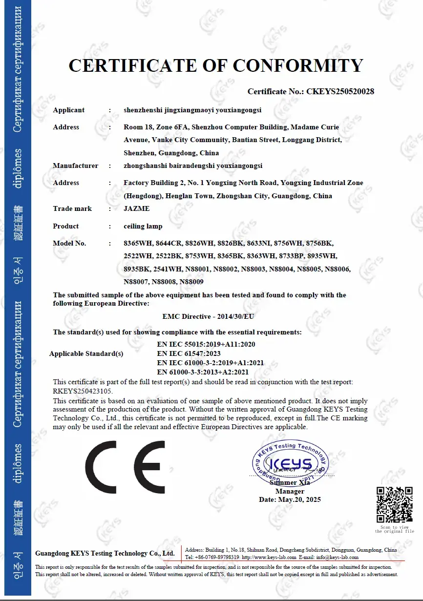 BAIRAN / SOAI European compliance certificate 5