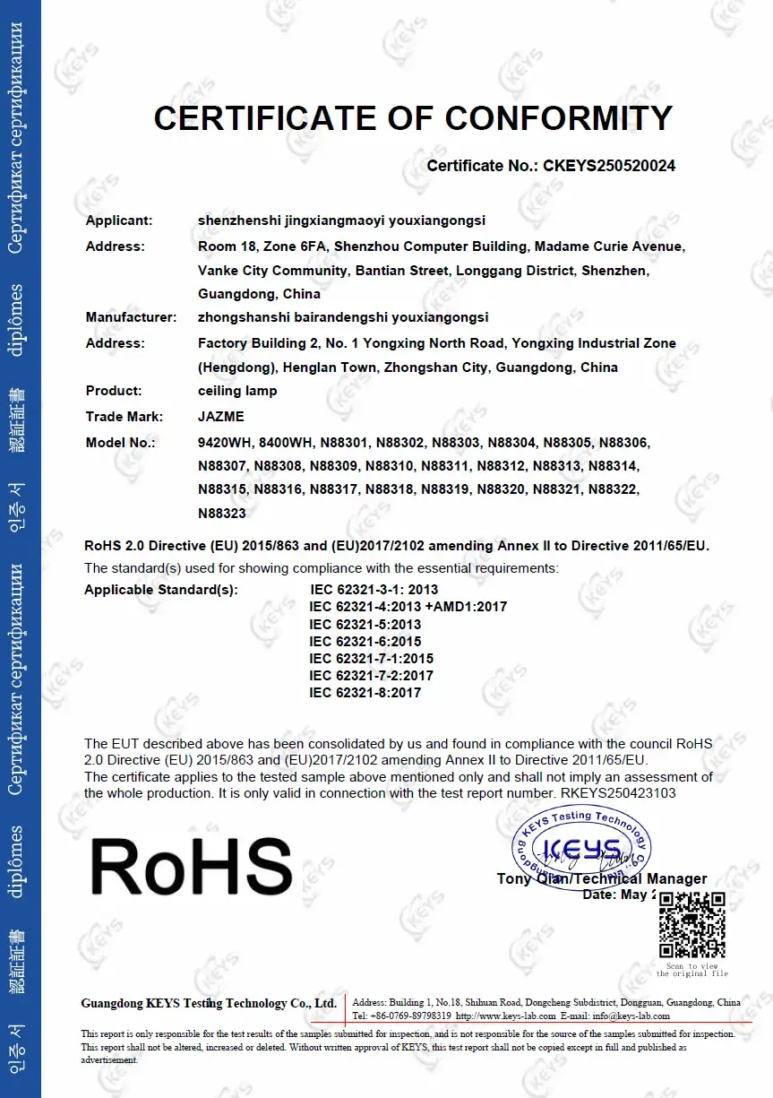 BAIRAN / SOAI European compliance certificate 7