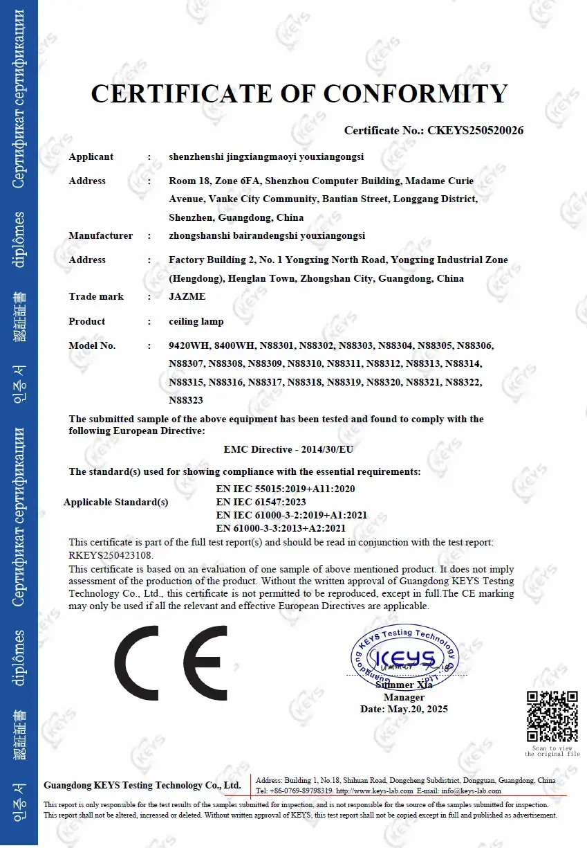 BAIRAN / SOAI European compliance certificate 9