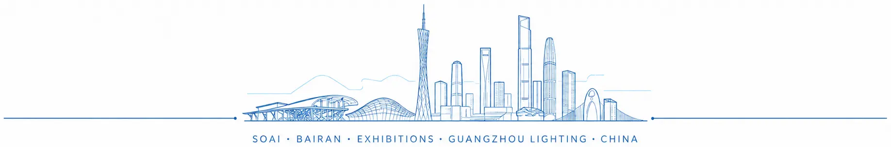Guangzhou skyline and lighting exhibition complex line illustration