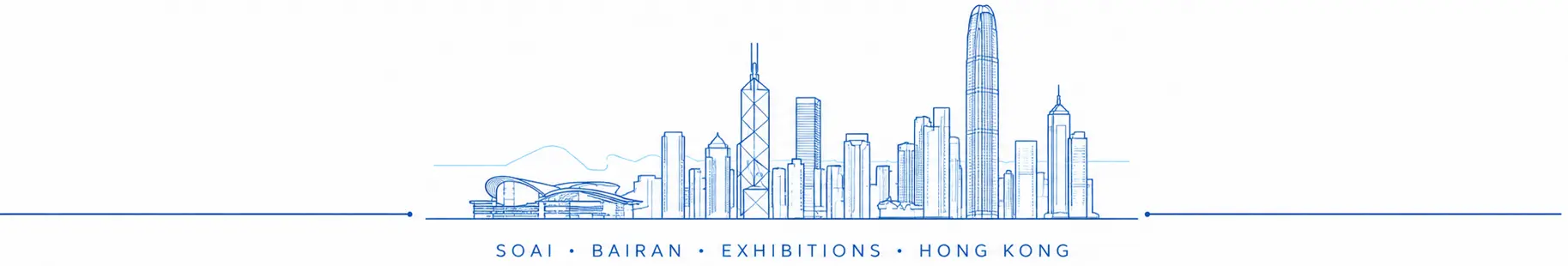 Hong Kong skyline and lighting exhibition line illustration