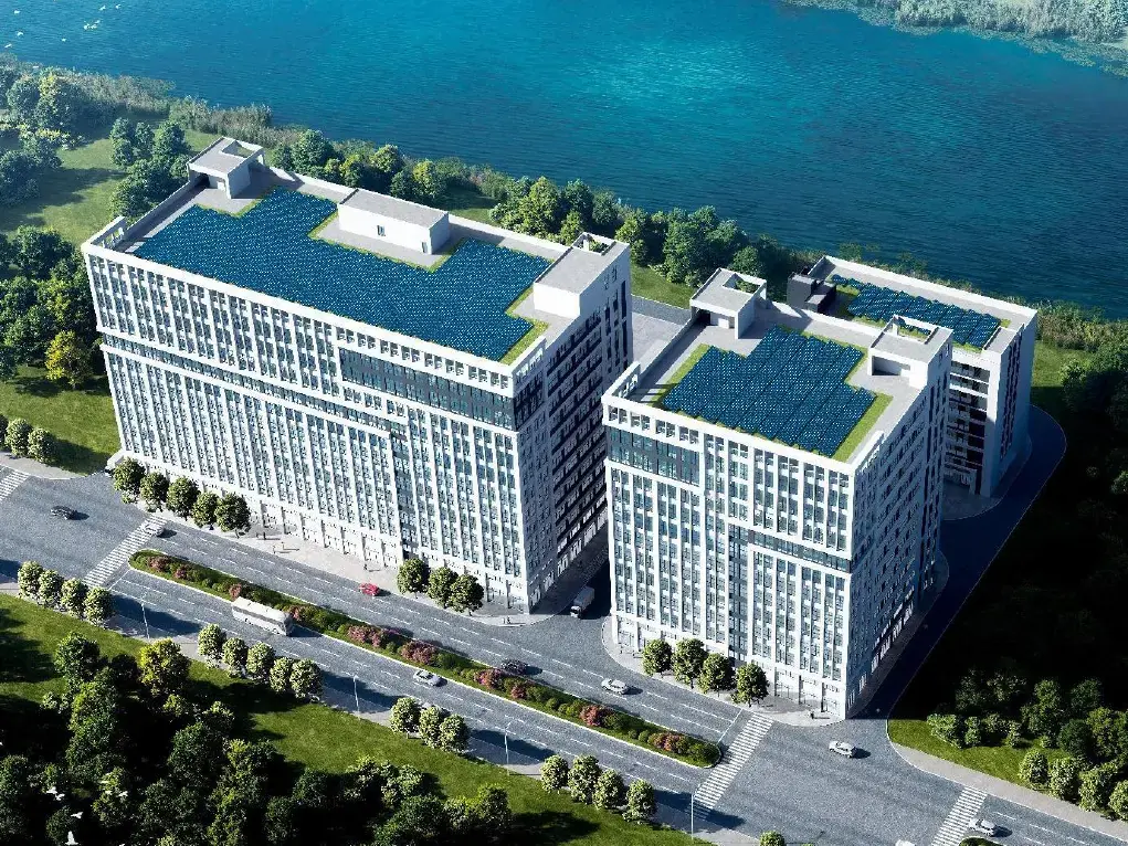 Aerial architectural view of the integrated manufacturing campus