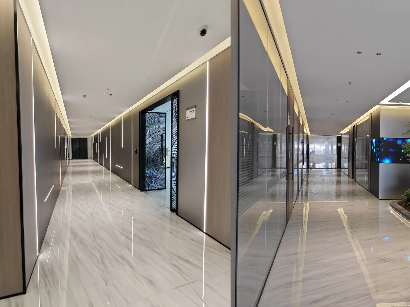 Modern office corridor and visitor space
