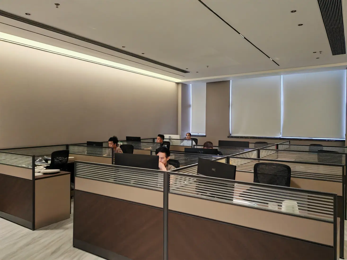 Open-plan office workstations