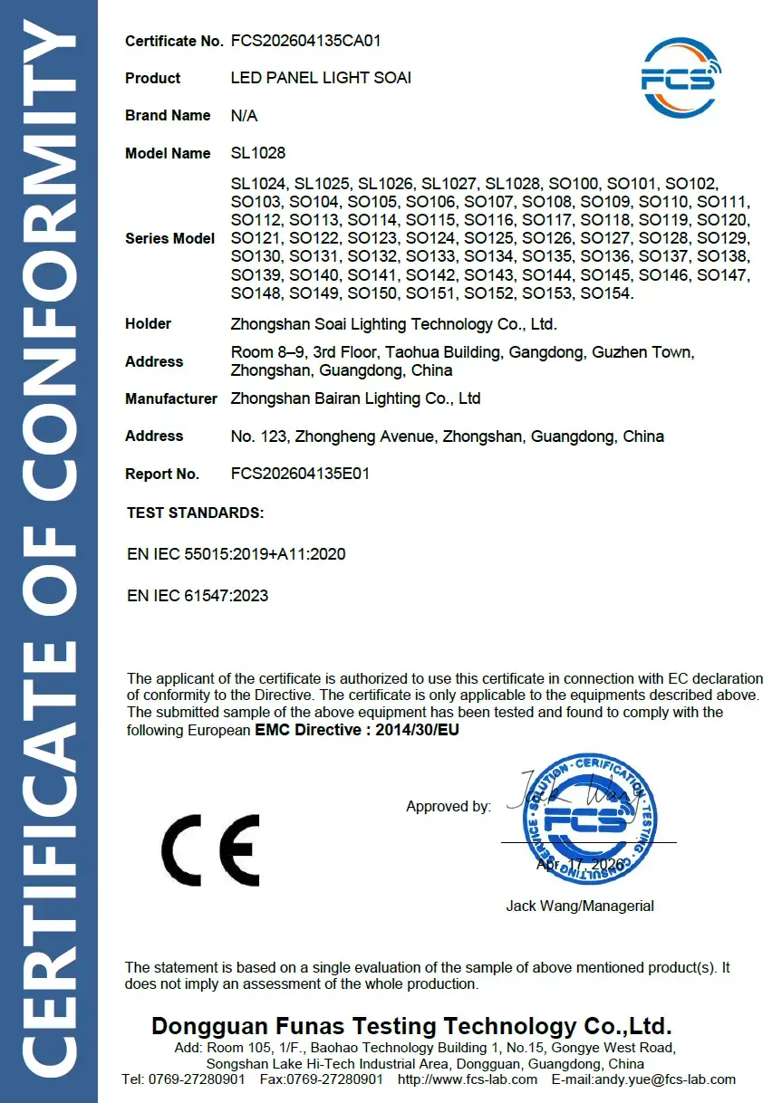 BAIRAN and SOAI European compliance certificate 8