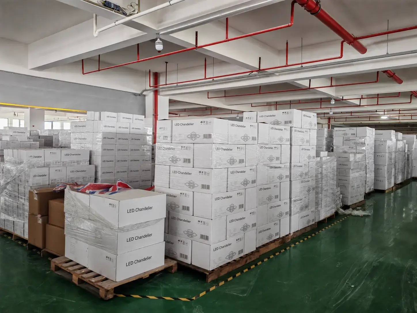 Packed lighting products prepared for shipment