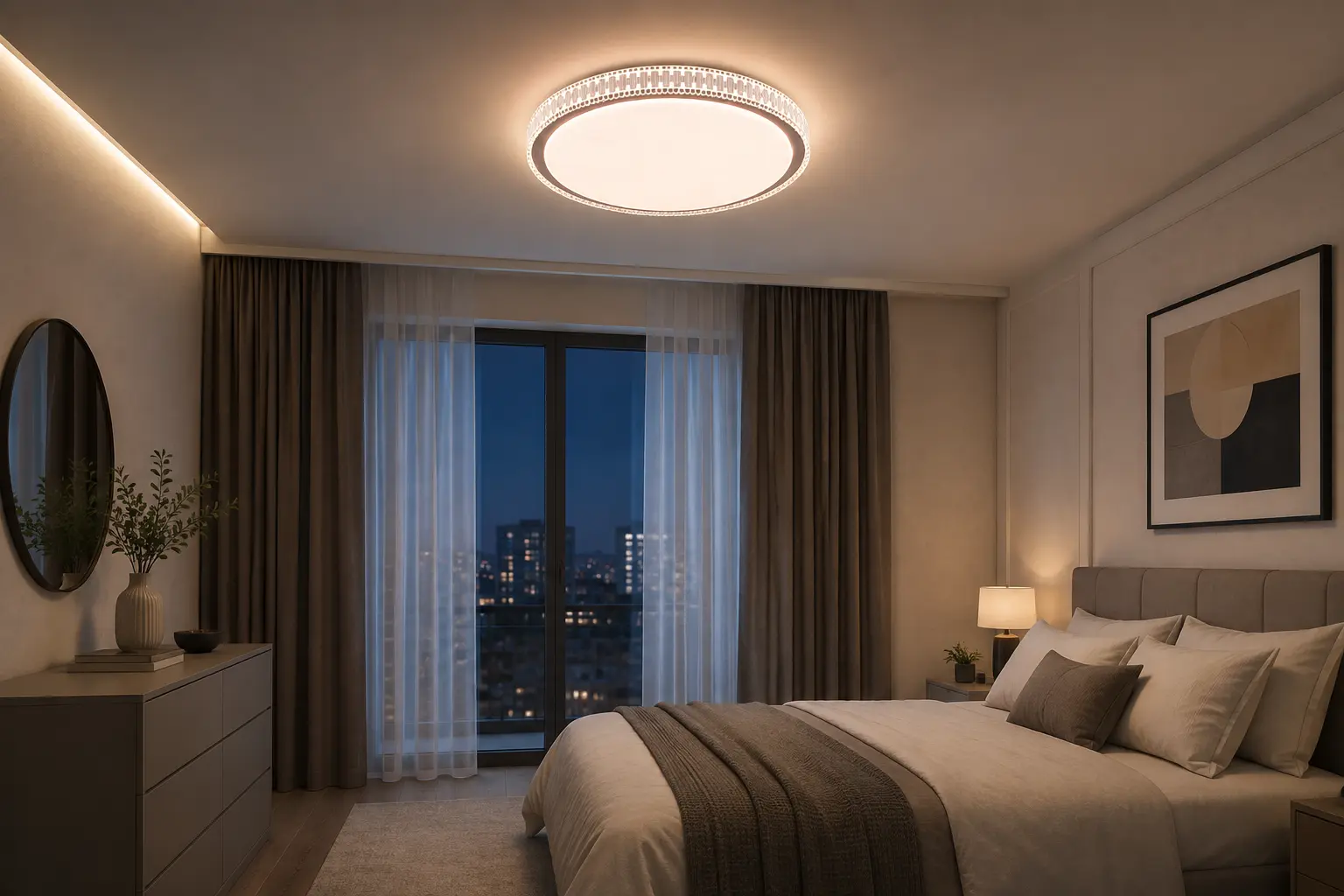 Smart ceiling lamp in a modern interior