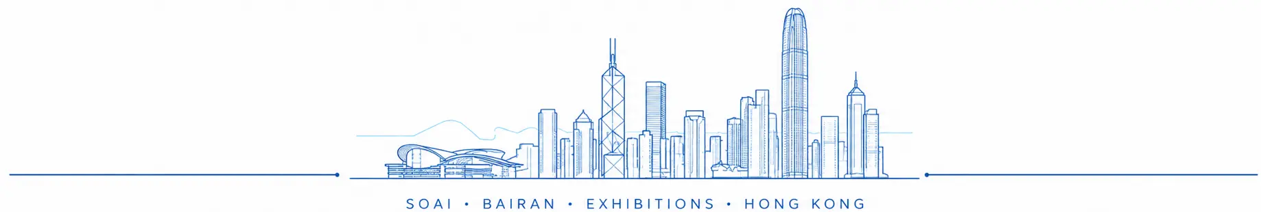 Hong Kong skyline and international lighting fair line illustration